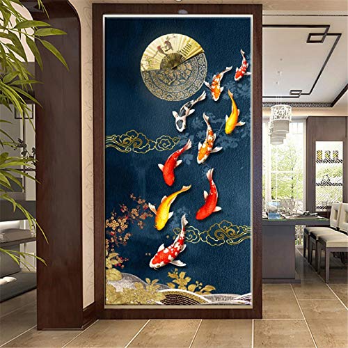 Chinesische Art Red Koi Lucky Karpfen Leinwand Gemälde Fisch Goldfisch PosterJahresring Bild Bild Eingang Wohnkultur 20x40cm rahmenlos