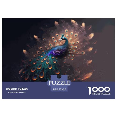 Tier-Pfau-Puzzle, 1000 Teile, für Erwachsene, Puzzle für Erwachsene, 1000 Teile, Lernspiele, 1000 Teile (75 x 50 cm)