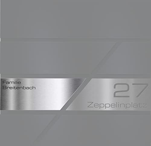 Metzler Edelstahl Briefkastenschild - V2A Edelstahl-Namensschild - Ersatzschild für Briefkasten Modell Z - Selbstklebende Rückseite - Individuelle Beschriftung