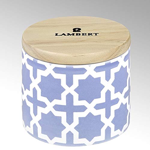 Lambert - Ebba - Duftkerze im Gefäß im Deckel - Keramik/Bambus/Paraffingemsich/Duftöle - Lavendel - H: 8cm / D: 9cm