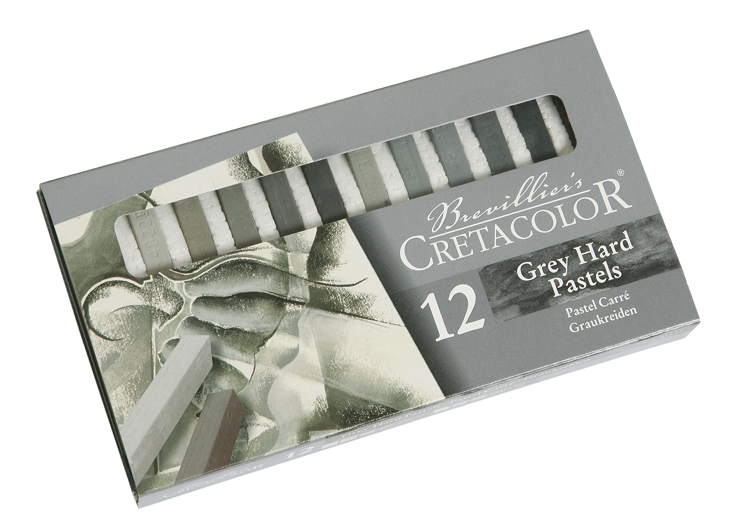 Cretacolor Grey Hard Pastels, Graukreiden, 12 Stück, brillantes Farbergebnis, beeindruchende Lichtechtheit, höchste Qualität, vermischbar, mit Wasser vermalbar