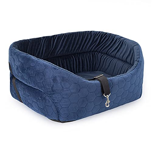 BOUTIQUE ZOO Hunde Autositz Universal Waschbar Abriebfest, Autositz Hund für Vordersitz, Beifahrersitz, Rückbank, Hundebett Hundetasche, M: 51 cm x 40 cm, Blau - Wildlederimitat