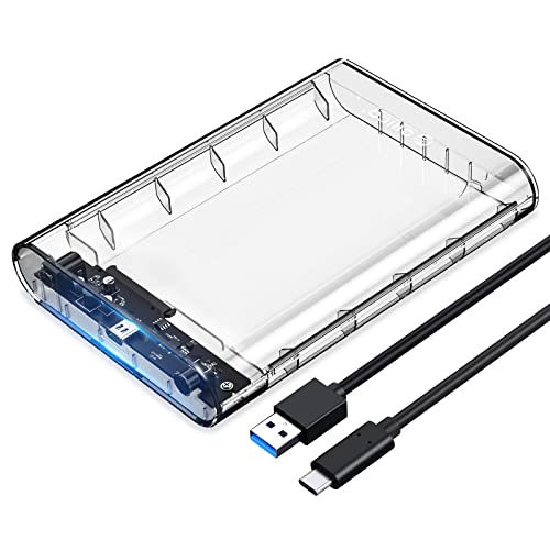 ORICO Festplattengehäuse 3,5" USB 3.1 Gen 1 auf SATA III 6 Gbps Externes Gehäuse mit USB C Kabel 12V Adapter,Werkzeugfreie, UASP Unterstützt,Transparent（3139C3）