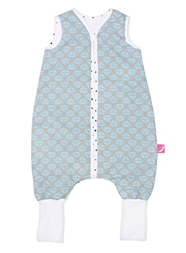 Babyschlafsack aus Baumwolle mit Beinen gefüttert von Motherhood - kuscheliger Babyschlafsack Öko Tex Standard TOG 2, Größe: 1,5-2,5 Jahre, Schiffe blau