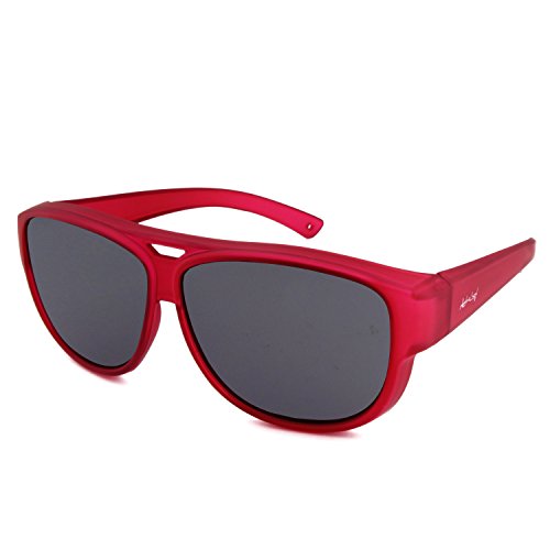 ActiveSol Design ÜBERZIEH-SONNENBRILLE | Flieger Brille | Sonnen-Überbrille UV400 Schutz | polarisiert | 24 Gramm (Rot)
