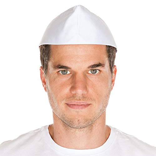 Baumwoll-Schiffchen, Küchen-Kopfbedeckung, Schiffchen-Kochmütze, Küchenmütze verstellbar, weiß, 5 Beutel x 10 Stück