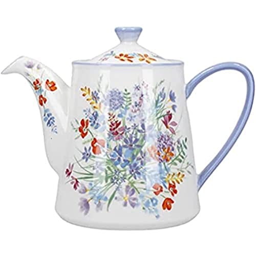 London Pottery Viscri Meadow Keramik-Teekanne, 4 Tassen oder 900 ml, mandelelelelfenbein oder kornblau