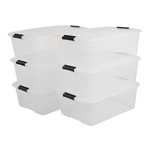 IRIS, 6er-Set stapelbare Aufbewahrungsboxen 'Top Box', mit Deckel und Klickverschluss, 30 Liter, Kunststoff / Plastik, transparent