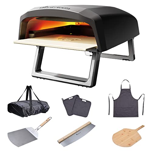 MasterPRO Pizza Oven | Pizzaofen | Tragbarer Gasofen für schnelles Kochen bis 500 °C | Inklusive Schürze, Topflappen, Schneider, Schaufel und Schneidebrett | Pizza in 60 Sekunden