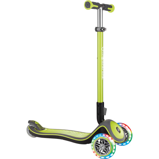 Globber Unisex Jugend Elite Deluxe, grün mit Leuchtrollen Scooter, One Size