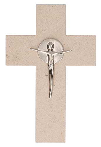 Butzon & Bercker Kreuz aus schönem Naturstein mit Feinmetall-Korpus, Lieferung in Geschenkverpackung; Maße 13,5 x 20 cm