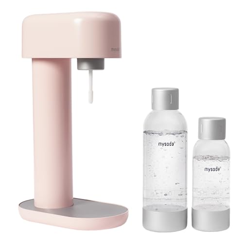 Mysoda Ruby Light Pink Kohlensäureerzeuger einschließlich 1 l und 0,5 l BPA-freie Wasserflaschen, hellrosa