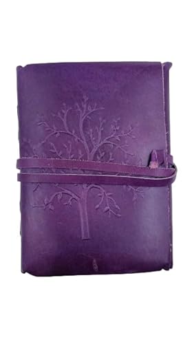 OVERDOSE Deckle Purple Leather Tree Journal - Vintage Travel Journal for Men & Women Sketch Writing Diary Sketchbook Book of Shadows Handmade Deckle Edge Paper - 5 x 7 inches | 12 x 17 cm | A6