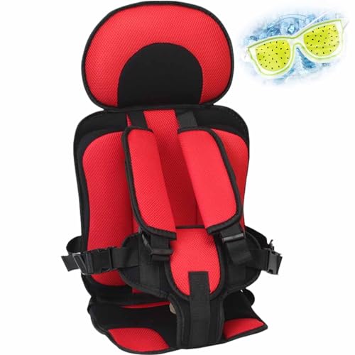 Auto-Kindersitz, einfacher tragbarer Auto-Sicherheitsgurt, 0–12 Jahre alter Auto-Sicherheitsgurtschutz, Premium-Sicherheitsgurtversteller für Kinder, verstellbare Schultergurte (S,Red)