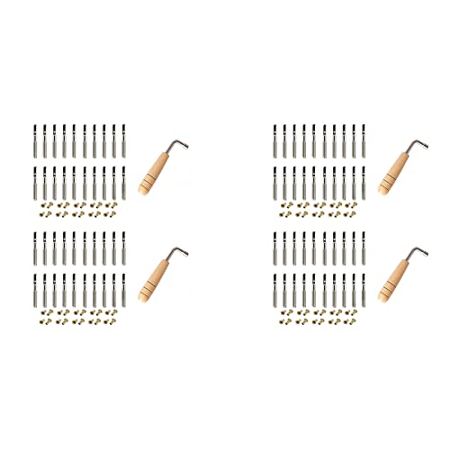 OUHUAN 40 Teilige Stimm Nägel und 40 Teilige Nieten mit L-Förmigem Stimm Schlüssel für Lyre Harfe Kleine Harfe Musical Saiten