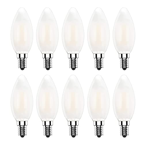 10er-Pack E14 Nicht Dimmbar LED Kerzenform Ersetzt 40W Glühlampen, Warmweiss 2700K, C35 4W, Matt Glas, 360º Abstrahlwinkel LED Birnen
