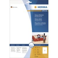 HERMA 4603 Flaschen-Etiketten für Tintenstrahldrucker DIN A4 (90 x 120 mm, 40 Blatt, Papier, glänzend) selbstklebend, bedruckbar, permanent haftende Inkjet Aufkleber, 160 Klebeetiketten, weiß