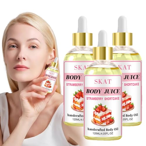 Wild Plus Body Juice Oil Peach Perfect,Body Juice Oil,Body Juice Oil Strawberry Shortcake,Strawberry Shortcake Body Oil,Lubricate the Skin,The Best Assistant for Massage (3pcs,Strawberry Shortcake)