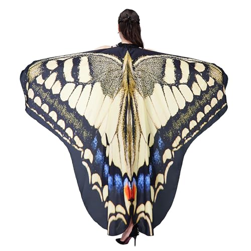BTAISYDE Schmetterlingsflügel Kostüm für Damen Doppelseitiger Druck Mardi Gras Fee Cape Damen Schmetterling Kostüme,D