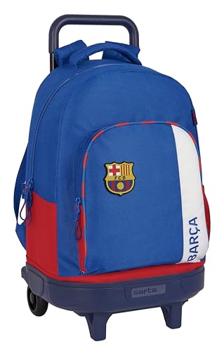 safta FC Barcelona 2. Team, großer Rucksack mit Rädern, kompakt, abnehmbar, ideal für Kinder unterschiedlichen Alters, bequem und vielseitig, Qualität und Stärke, 33 x 22 x 45 cm, Blau und