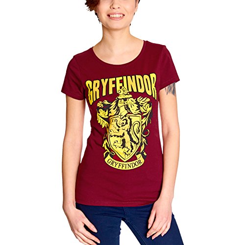 Elbenwald Harry Potter T-Shirt Hogwarts Hauswappen Gryffindor Frontprint für Damen rot - XXL
