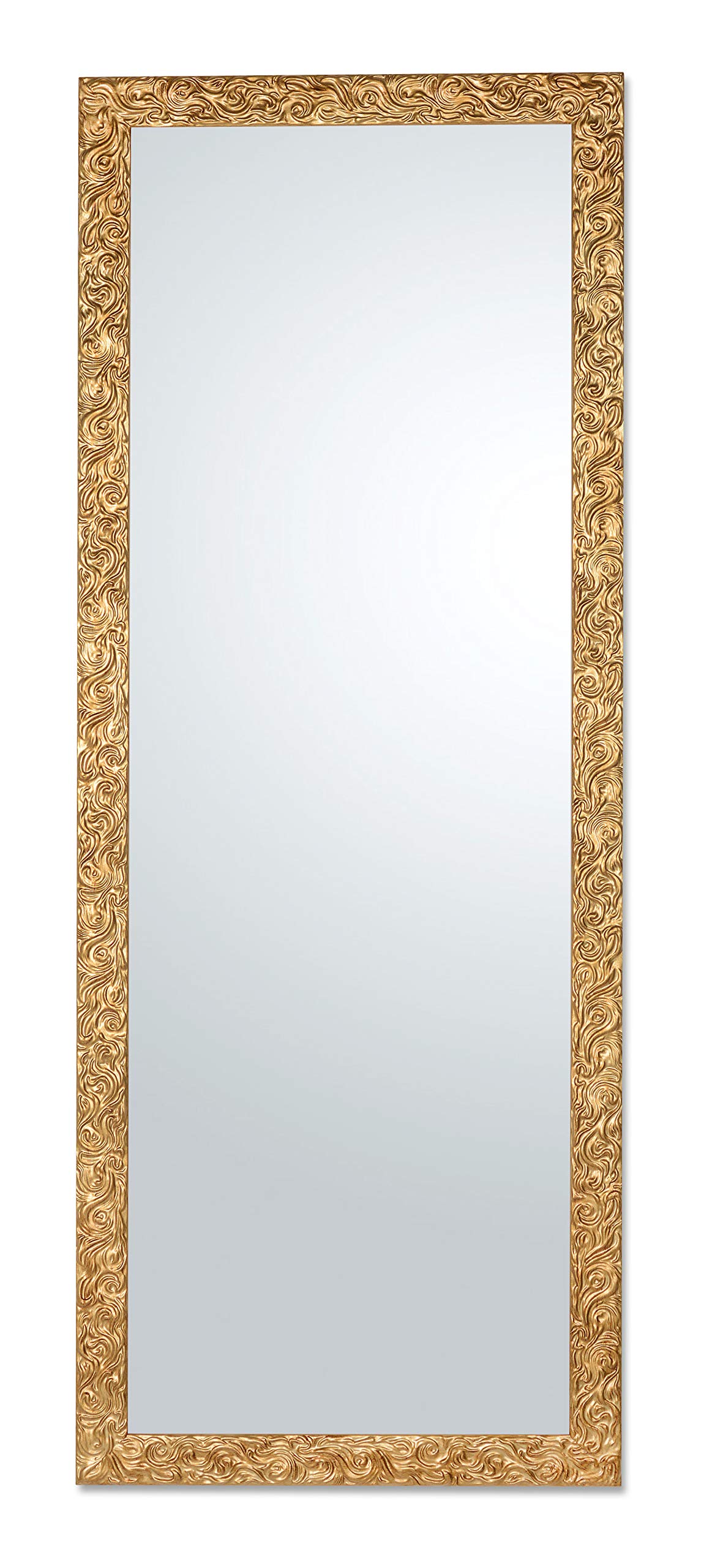MO.WA Spiegel Wandspiegel Lehnspiegel 55x145 Klassischer Rahmen Ganzkörperspiegel Gold Antik Garderobenspiegel Lehnspiegel Flurspiegel mit Massivholzrahmen, Bodenspiegel