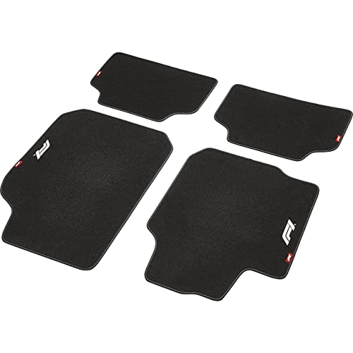 Formula 1 Universal Auto Fußmatten Set in Premium Qualität, Antirutschfest, Auto Matten Fussmatten 4-teilig, mit Logo, schwarz/weiß