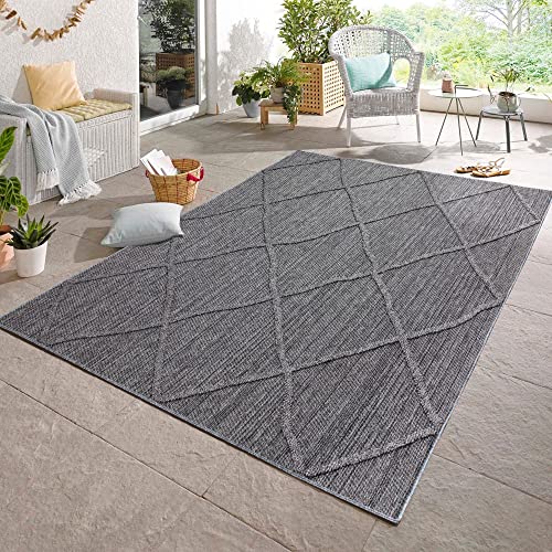 Carpetsale24 Teppich waschbar, Waschbare Orientteppiche, Rechteckig, grau Teppich, Hoch-Tief Effekt, Fußbodenheizung geeignet, Größe:200 cm x 290 cm