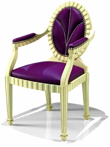 Casa Padrino Luxus Barock Esszimmer Stuhl mit Armlehnen Lila/Elfenbein - Made in Italy