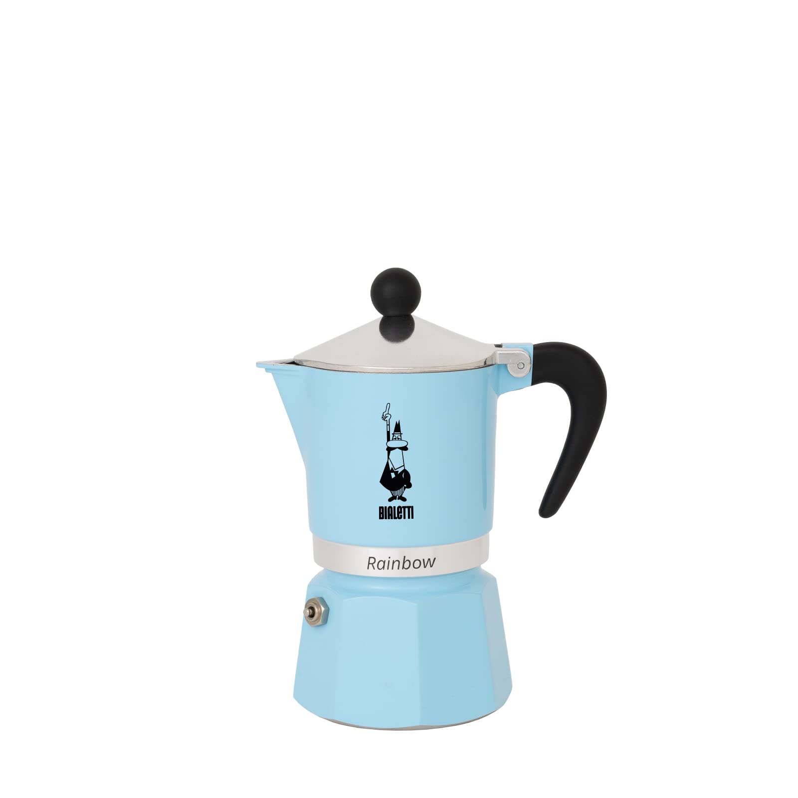 Bialetti 5043 Rainbow Caffettiera Colorata, Alluminio, Azzurro, 6 Tazze, Hellblau