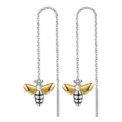 ✦ Geschenke für Weihnachten ✦Springlight S925 Sterling Silber Ohrringe Kreative Honig Biene Baumeln Ohrringe Persönlichkeit Temperament Handgemacht Schmuck für Frauen und Mädchen.(Silber)