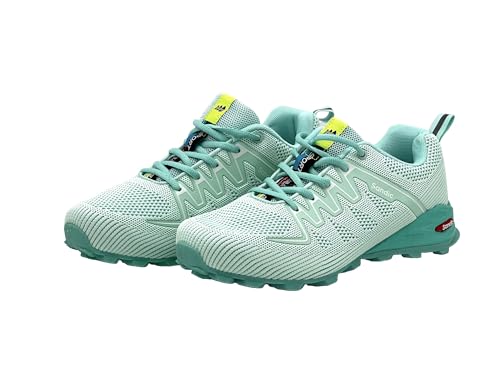 Wildora Damen Herren Bequeme Freizeitschuhe Sport Sneakers Leichte Lauf Hallenschuhe (Hellblau-Weiß,40)