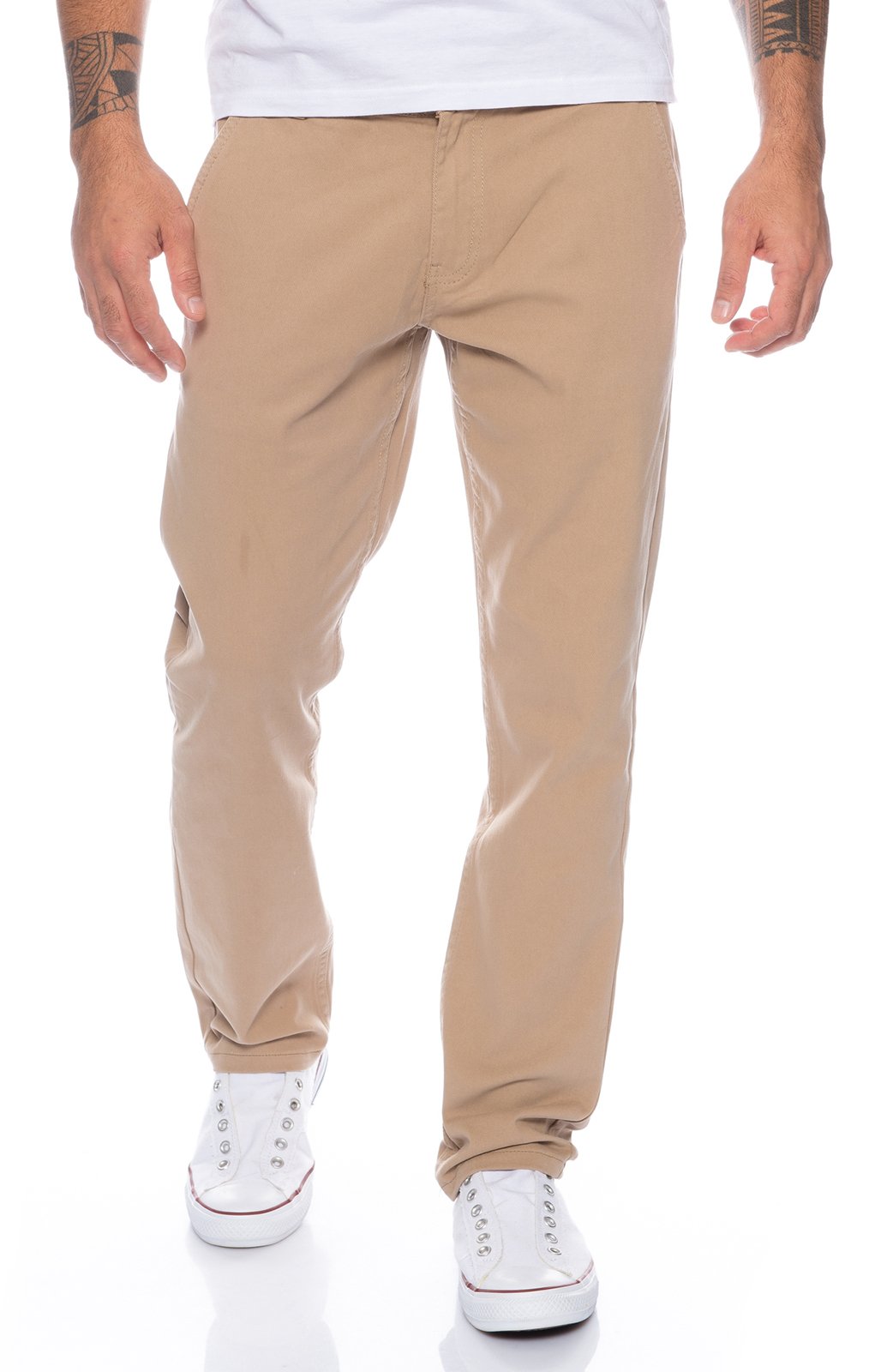 Rock Creek Herren Designer Chino Hose Regular Slim Chinohose RC-390 Dunkelbeige W40 L34