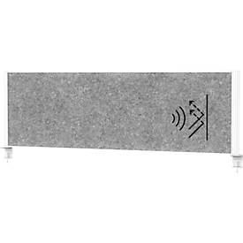 MAUL Tisch-Trennwand MAULconnecto, Akustikvlies 4000 g/m², Aluminiumprofil, B 1600 x H 500 mm, Akustik dunkelgrau, weiß