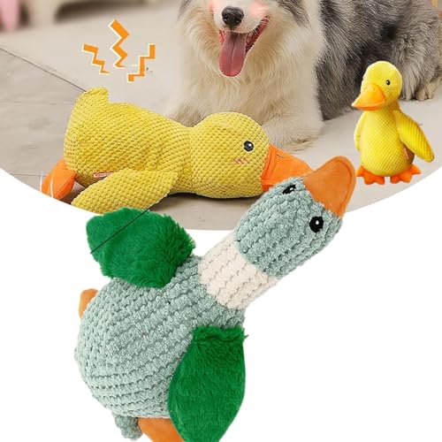 Plebolo The Mellow Dog - Calming Pillow,Zentric Quack-Quack Duck Dog Toy,Duck Dog Toy,The Mellow Duck,Durable Squeaky Dog Toys for Indoor Puppy (Green-A)