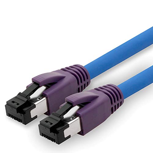 1aTTack.de Cat.8 Netzwerkkabel CAT8 (CAT.8) 2000 MHz 40 Gbit/s 40GBase-T High End Poe+ Patchkabel Ethernetkabel AWG24 Flexible Kupferadern (LSZH) blau - 10 Stück - 2m