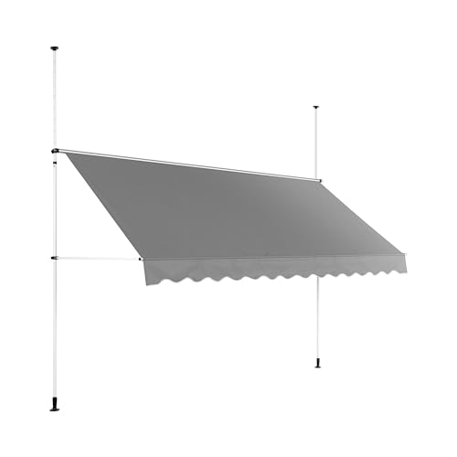 Uniprodo Uni_SA_03 Klemmmarkise 2-3,1 m 350 x 120 cm UV-resistent anthrazitgrau/weiß wasserfest einfache Montage und Wartung Markise Balkon Balkonmarkise, Terrasse