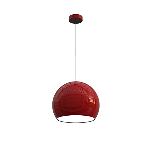 L+ Moderne handgemachte Hängeleuchte Kugel Lampenschirm Metall E27 Küche Wohnzimmer Schlafzimmer Modernes Design (rot innen weiß, Ø25cm)