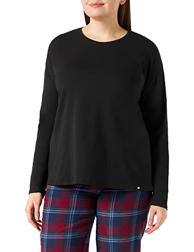 Skiny Damen Sleep & Dream Shirt Langarm Schlafanzugoberteil, Schwarz (Black 7665), (Herstellergröße: 42)