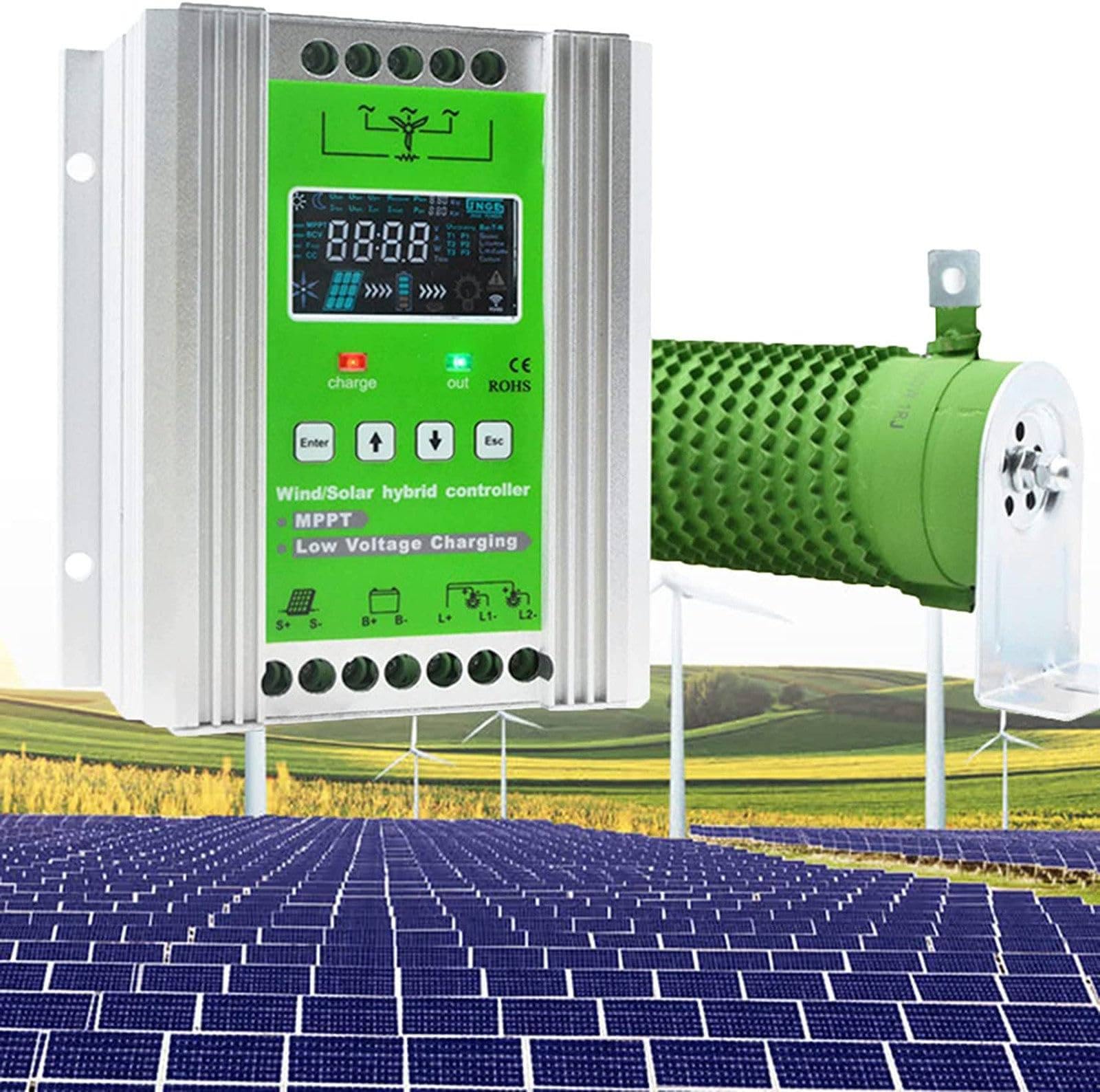 JIANGSS Wind-Solar-Hybrid-Laderegler, MPPT, LCD-Energie-Laderegler, Wind-Solar-Ergänzungssystem, Wind-Ladegerät, für Wind, Solarpanel,12V-24V-4000W