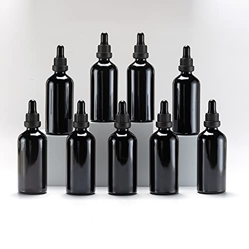 Yizhao Pipettenflasche 100ml Schwarz, Apothekerflasche mit [Dropper Pipette Glas], Tinktur Flaschen für Ätherische Öl,Parfümöle,Aromatherapie,Düfte,Flüssigkeit – 9Pcs