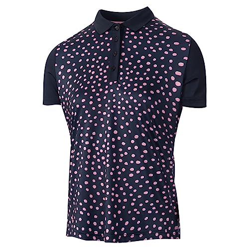 Island GREEN Golf Damen-Polo-Shirt, atmungsaktiv, schnell trocknend, feuchtigkeitsableitend, 2238 - Marineblau/Pink, Small