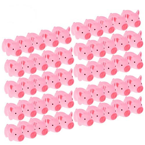 BSTCAR 50 Stück Gummischweine mit Quietschelement, Stimmenbadewein, schwimmen und spielende Schweine, niedliches Mini-Schwein, weiches Quetschspielzeug, Geschenke für Babys und Kinder
