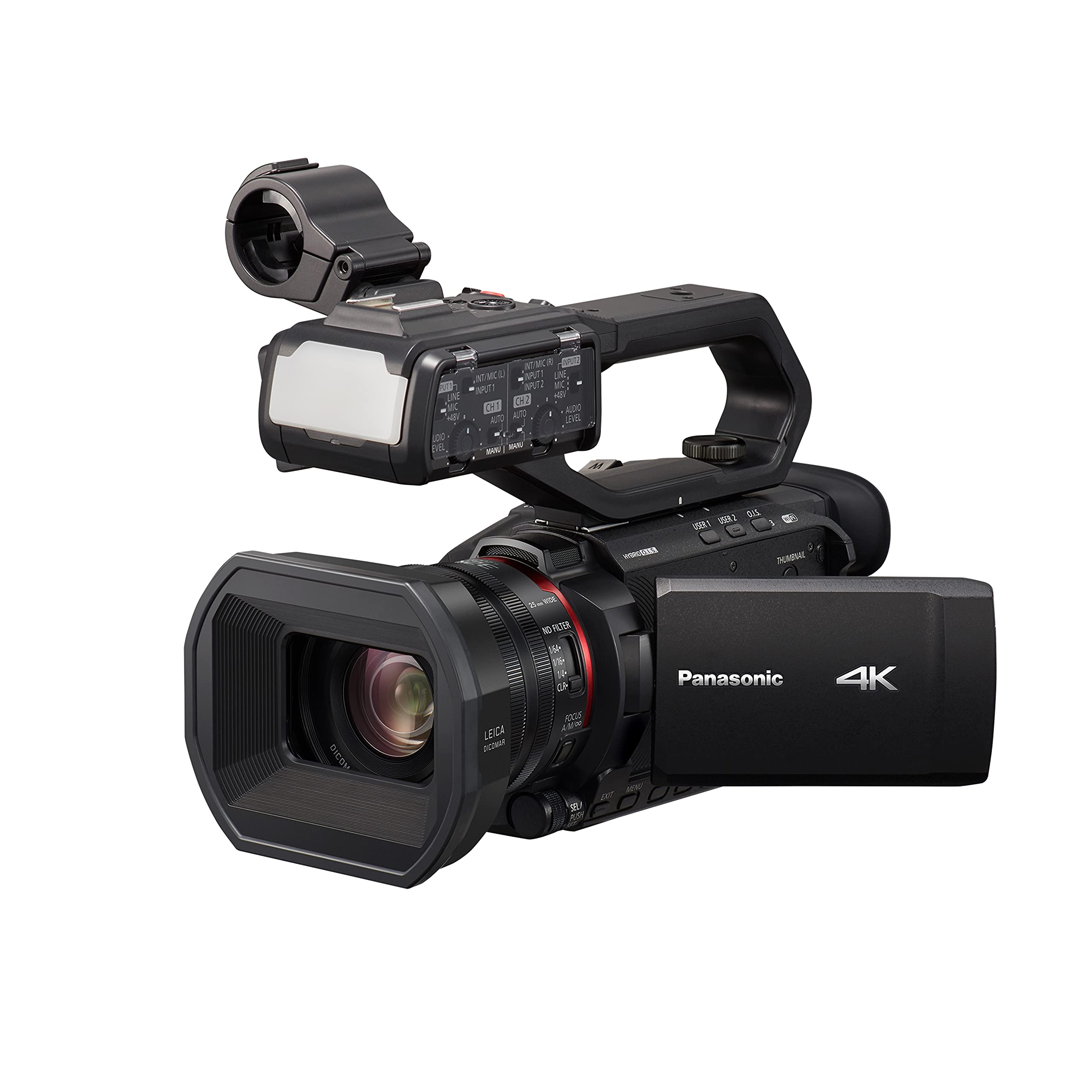 Panasonic HC-X2000E Profi Camcorder (4K Video, Kamera mit LEICA Objektiv, 25mm Weitwinkel, 24x optischer Zoom, Autofokus, professionelle Videokamera)