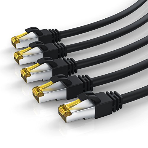 CSL - 5 x 0,5m CAT 7 Netzwerkkabel Gigabit Ethernet LAN Kabel - 10000 Mbit s - Patchkabel - Cat.7 Rohkabel S FTP PIMF Schirmung mit RJ 45 Stecker - Switch Router Modem Access Point