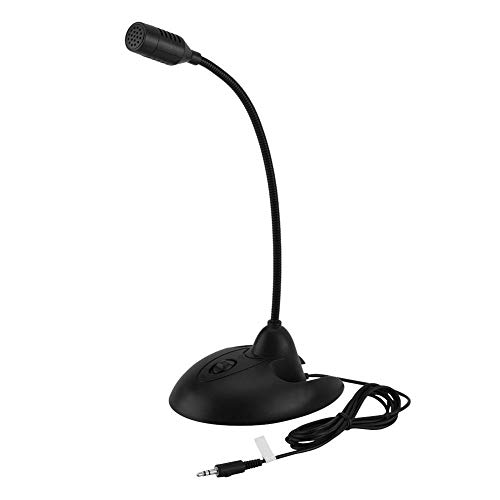 Tragbares Mikrofon, Flexibles Schwanenhals-Desktop Stehmikrofon Stereo Karaoke Mikrofon für Büro Meetings, Online Voice Chat, Computernetzwerk (schwarz)
