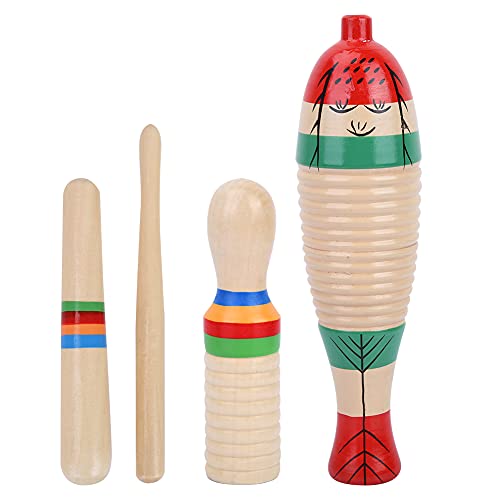 2 Sets Holz-Guiro-Instrument, professionelle Musik-Rhythmus-Sticks für Kinder im Alter von 3–5 Jahren