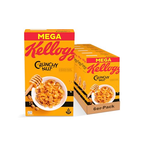 Kellogg's Crunchy Nut Cornflakes (6 x 720 g) – knusprige Frühstückscerealien mit Erdnüssen und Honig – ohne künstliche Farb- und Aromastoffe