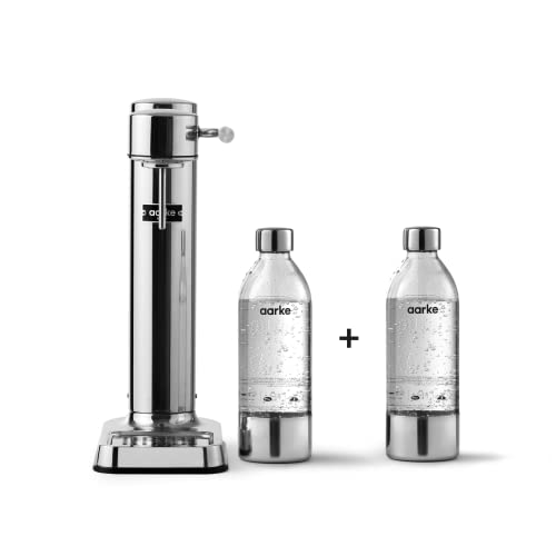 Aarke Carbonator 3, Wassersprudler aus Edelstahl mit 2 x BPA-frei Flaschen, Edelstahl Finish