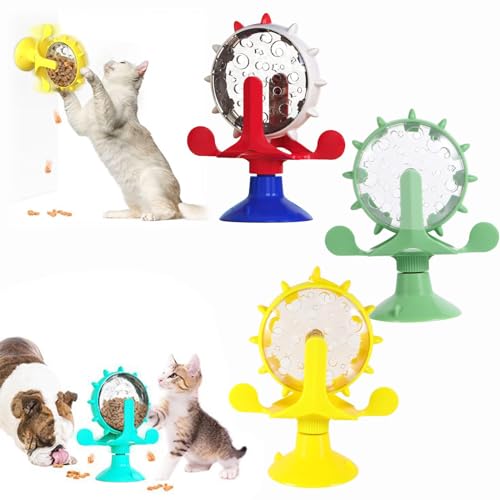BIUBIULOVE Ferris Wheel Treat Toy,Funny Cat Toy Slow Food Dispenser Pet Windmill Toy,Cat Treat Toy Dispenser,Cat Toy Wheel,Multi-Function Rotary Pet Feeder (3 Pcs-B)